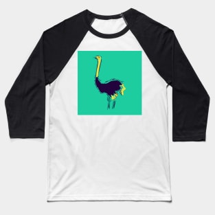 Ostrich Illustration Baseball T-Shirt